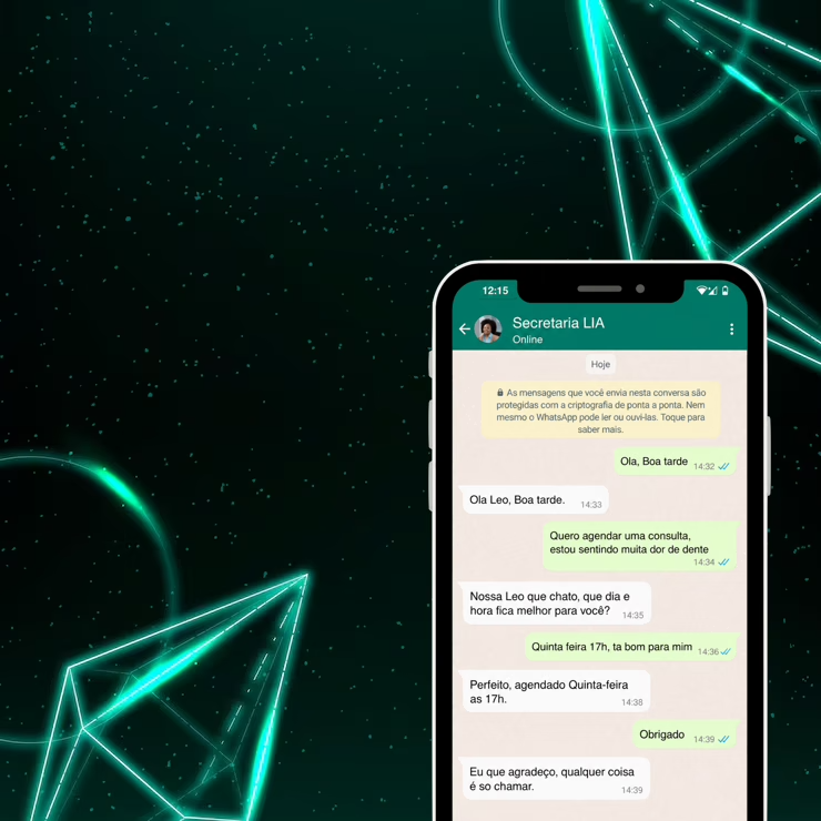 Interface da LorenIA, secretária virtual com IA para atendimento pelo WhatsApp